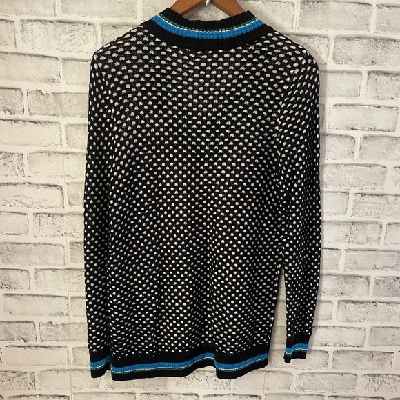 Two by Vince Camuto black patterned v-neck sweater Medium - Picture 2 of 5